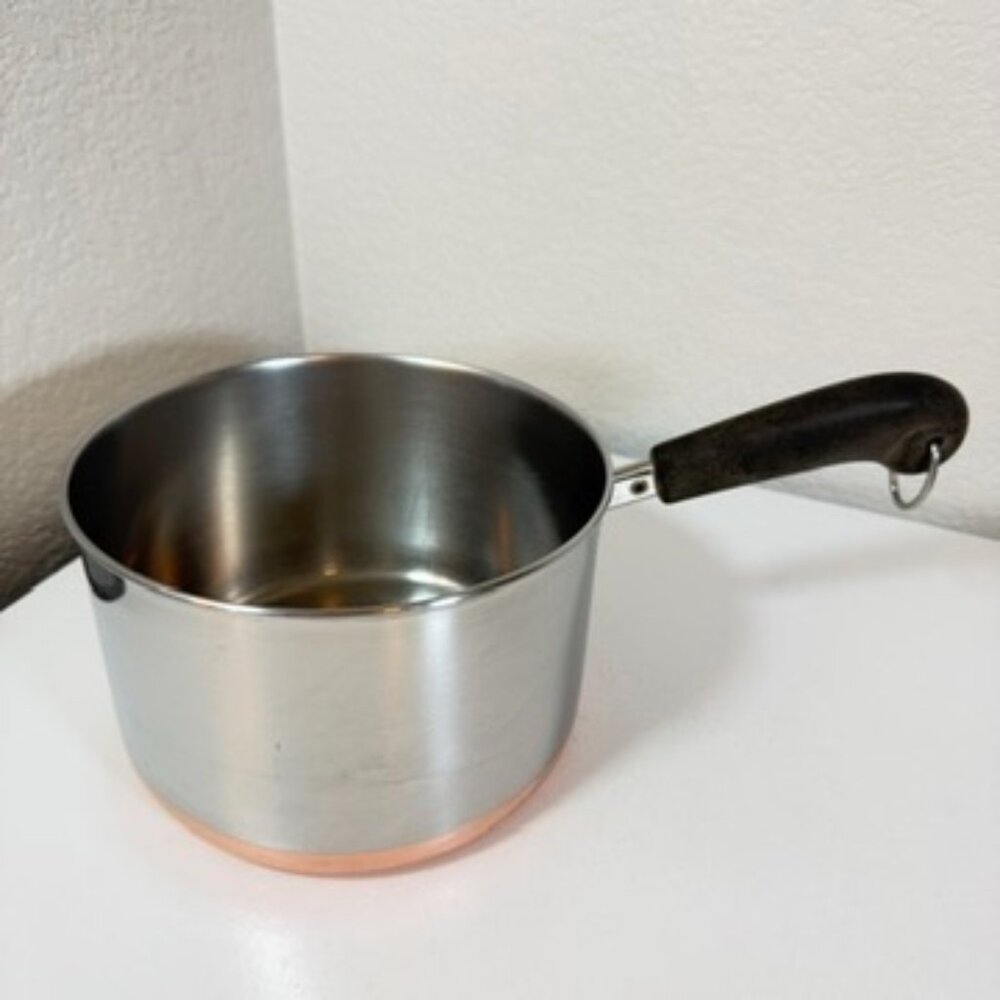 VTG Revere Ware 3 QT -90k Saucepan Copper Bottom Stainless Steel USA EUC NO Lid